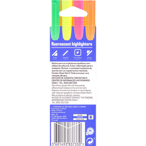 Sublinhador Fino Neon Cores Sortidas 4 Unidades Note!
