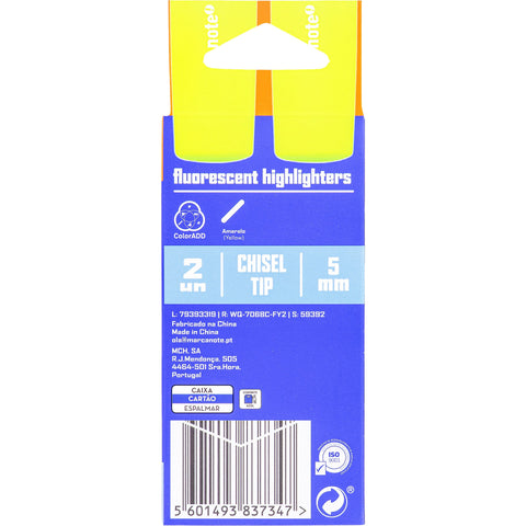 Sublinhador Neon Amarelo 2 Unidades Note!