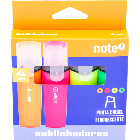 Sublinhador Neon Cores Sortidas 4 Unidades Note!
