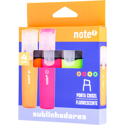 Sublinhador Neon Cores Sortidas 4 Unidades Note!
