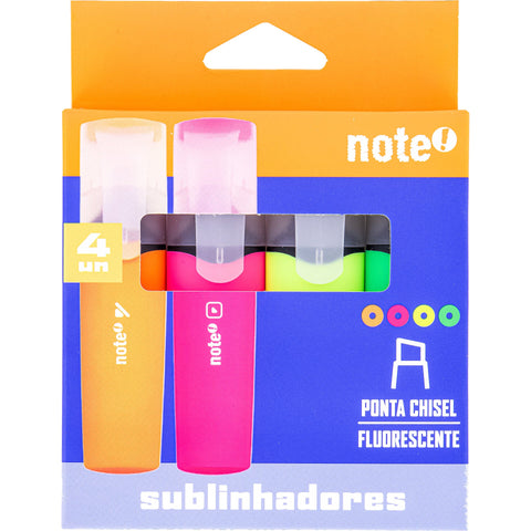 Sublinhador Neon Cores Sortidas 4 Unidades Note!