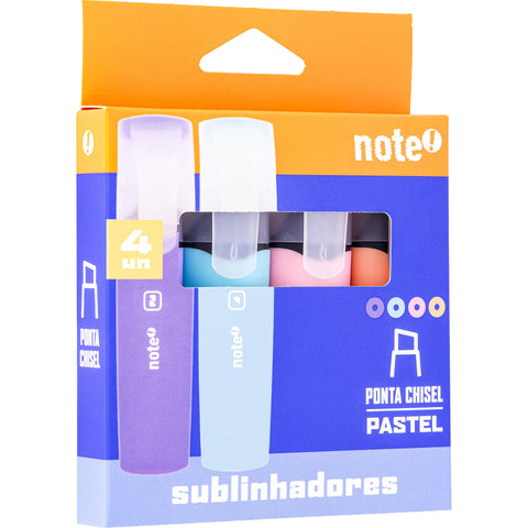 Sublinhador Cores Pastel Sortidas 4 Unidades Note!