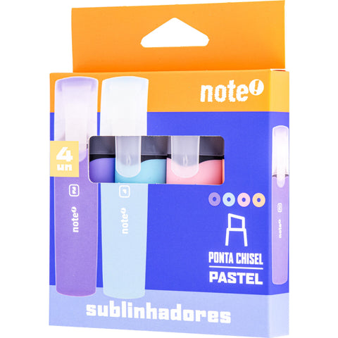 Sublinhador Cores Pastel Sortidas 4 Unidades Note!