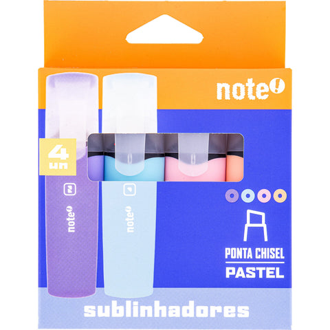 Sublinhador Cores Pastel Sortidas 4 Unidades Note!