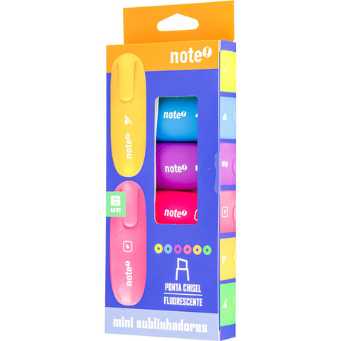 Sublinhador Mini Neon 6 Unidades Note!