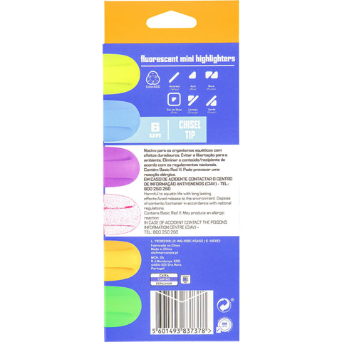 Sublinhador Mini Neon 6 Unidades Note!