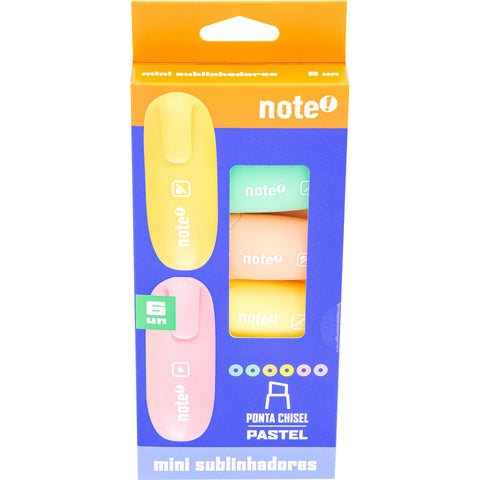 Sublinhador Mini Cores Pastel 6 Unidades Note!