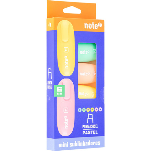Sublinhador Mini Cores Pastel 6 Unidades Note!
