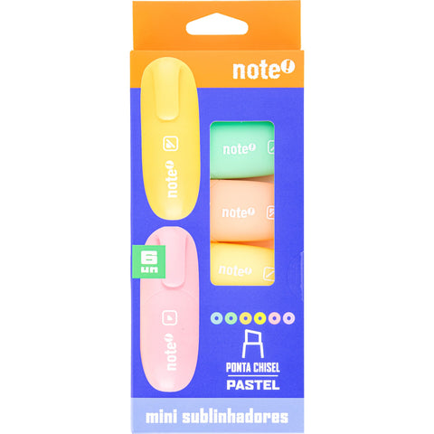 Sublinhador Mini Cores Pastel 6 Unidades Note!