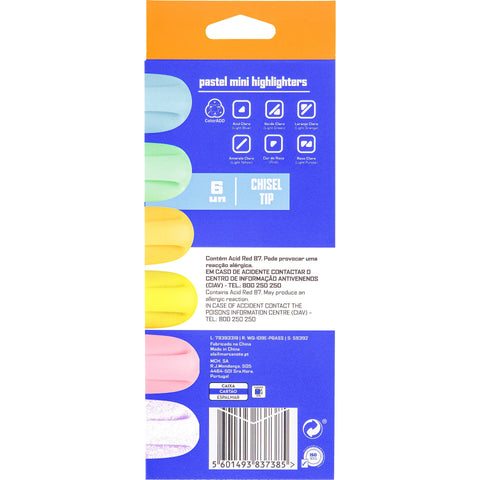 Sublinhador Mini Cores Pastel 6 Unidades Note!
