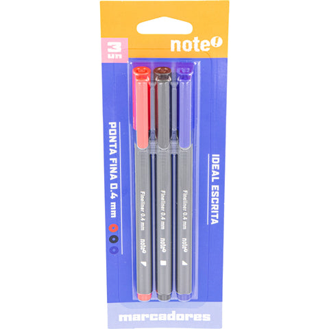 Marcador de Escrita 0.4mm Cores Sortidas 3 Unidades Note!