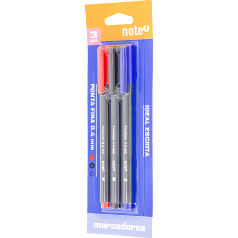 Marcador de Escrita 0.4mm Cores Sortidas 3 Unidades Note!