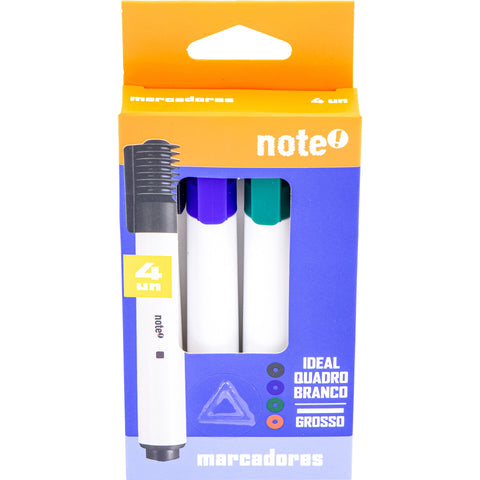 Marcador Quad Branco 4 Unidades Sortido Note!