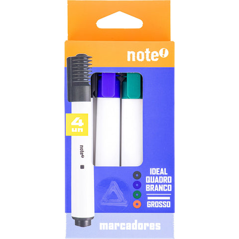 Marcador para Quadro Branco Grosso Cores Sortidas 4 Unidades Note!