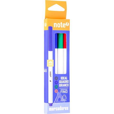 Marcador para Quadro Branco Fino Cores Sortidas 4 Unidades Note!