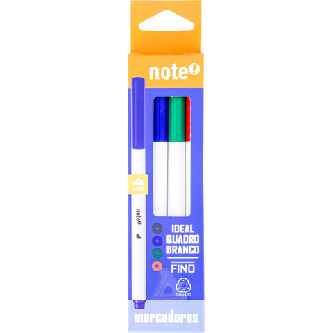 Marcador para Quadro Branco Fino Cores Sortidas 4 Unidades Note!
