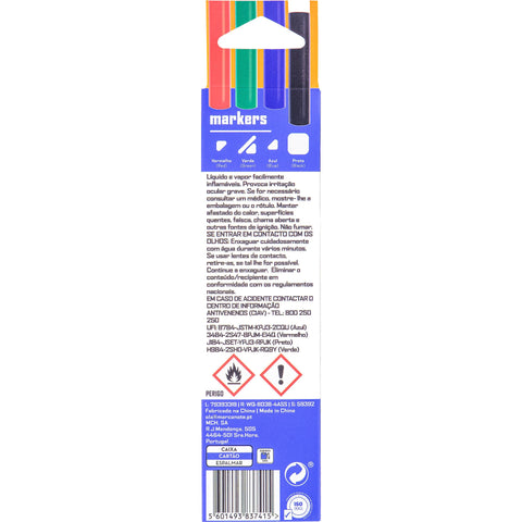 Marcador para Quadro Branco Fino Cores Sortidas 4 Unidades Note!