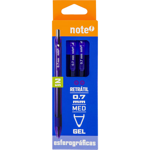 Esferográfica Retrátil 0.7mm Azul 2 Unidades Note!