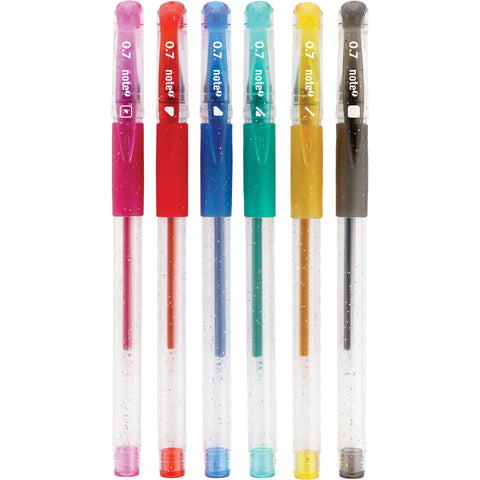 Esferográfica Tinta Gel Glitter 0.7mm 6 Unidades Note!
