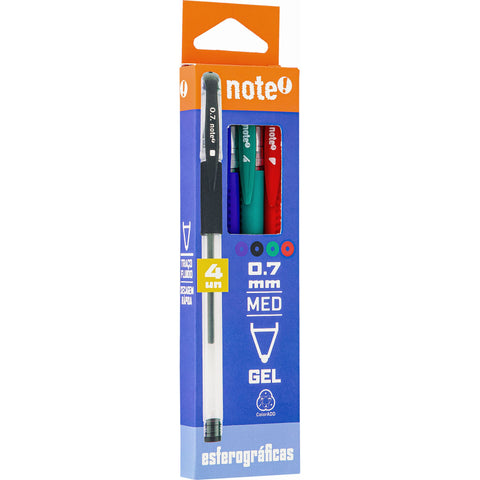 Esferográfica Tinta Gel Cores Sortidas 0.7mm 4 Unidades Note!