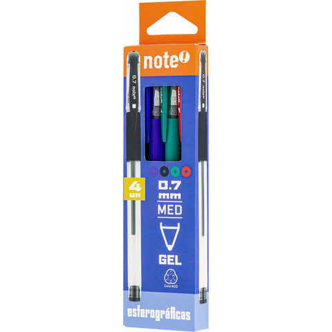 Esferográfica Tinta Gel Cores Sortidas 0.7mm 4 Unidades Note!