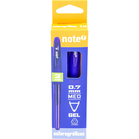 Esferográfica Gel 0.7mm Azul 2 Unidades Note!