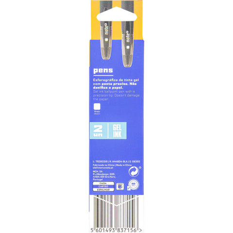Esferográfica Gel 0.7mm Preta 2 Unidades Note!
