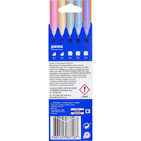 Esferográfica Tinta Gel Retratil 0.7mm Pastel 5 Unidades Note!