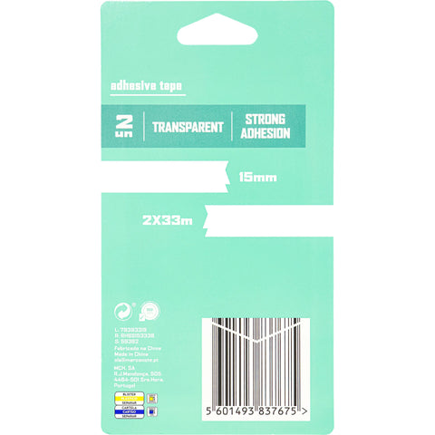 Fita Cola Transparente 15mmx33m 2 Unidades Note!