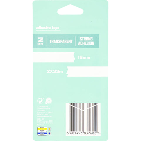 Fita Cola Transparente 19mmx33m 2 Unidades Note!