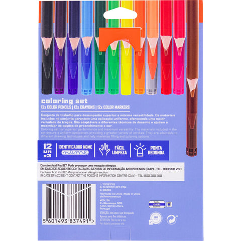 Pack Essenciais Colorir Marcadores de Colorir + Lápis de Cera + Lápis de Cor 36 Unidades Note!