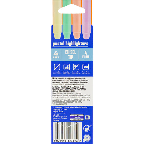 Sublinhador Retrátil Cores Pastel 4 Unidades Note!