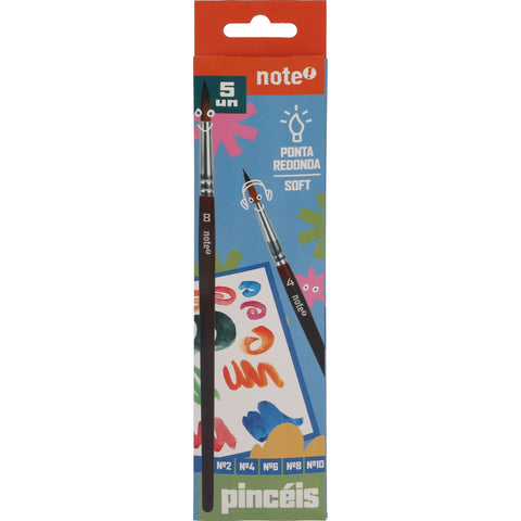 Conjunto de Pincéis Escolar 5 Unidades Note!