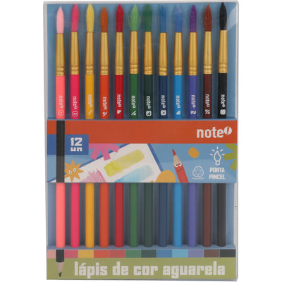 Lápis de Cor Aguarela Ponta Dupla Pincel 12 Unidades Note!