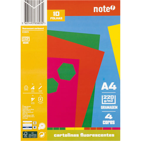 Bloco de Cartolinas A4 Fluor 10 Folhas Note!