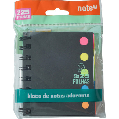 Bloco de Notas Aderentes Espiral 9x25 Folhas de Cores Note!