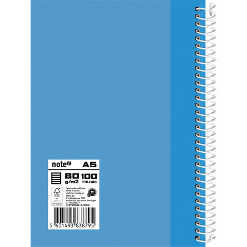 Caderno Espiral A5 Capa Dura Pautado (várias opções) Note!