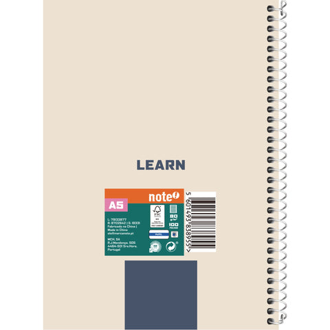 Caderno Espiral Formato A5 Cdura P 100 F 80 G 5 Banda Note!