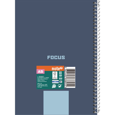 Caderno Espiral Formato A5 Cdura P 100 F 80 G 5 Banda Note!