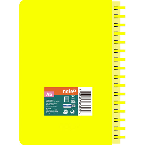 Caderno Espiral A5 Capa PVC Pautado Neon (várias opções) Note