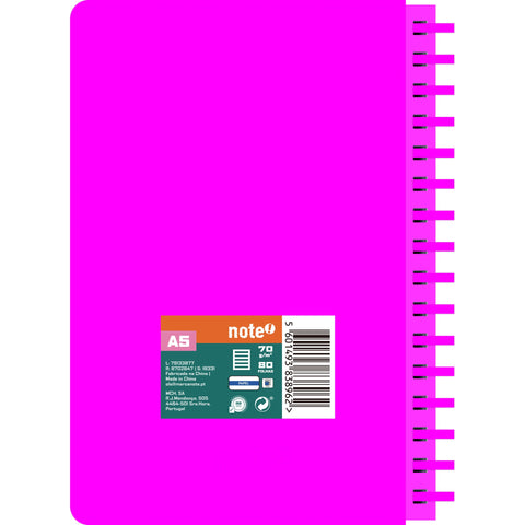 Caderno Espiral A5 Capa PVC Pautado Neon (várias opções) Note