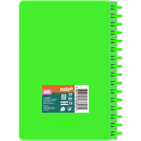 Caderno Espiral A5 Capa PVC Pautado Neon (várias opções) Note