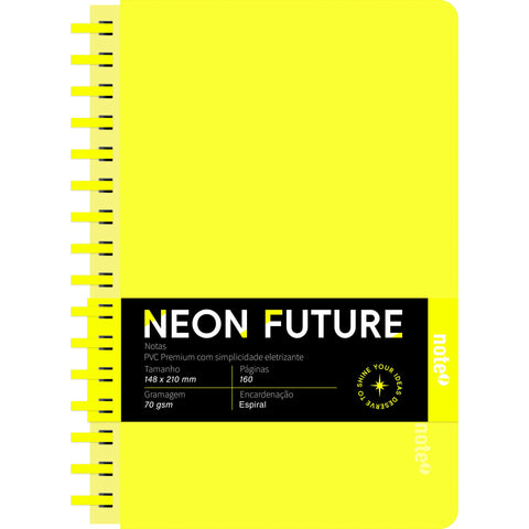 Caderno Espiral A5 Capa PVC Pautado Neon (várias opções) Note
