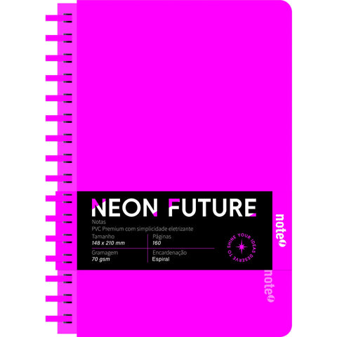 Caderno Espiral A5 Capa PVC Pautado Neon (várias opções) Note