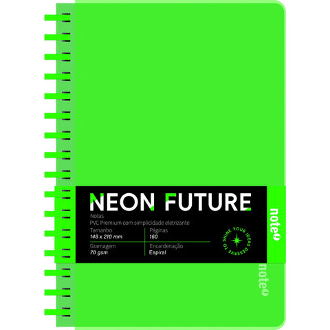 Caderno Espiral A5 Capa PVC Pautado Neon (várias opções) Note