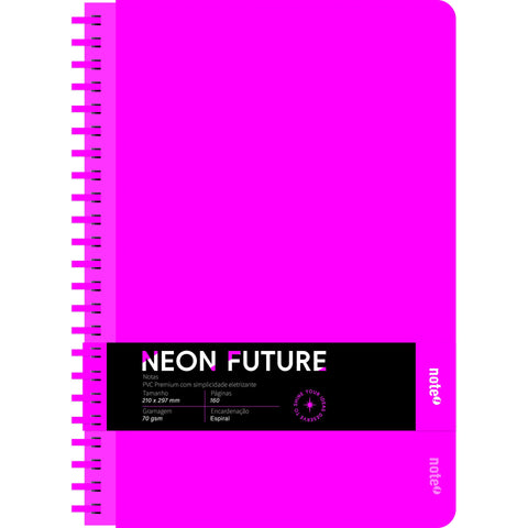 Caderno Espiral A4 Capa PVC Pautado Neon (várias opções) Note!
