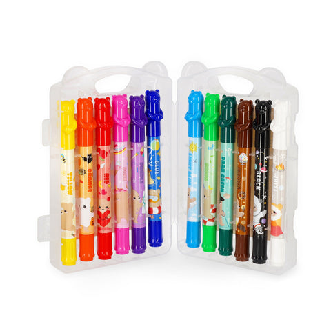 Conjunto 12 Lápis Cera - Teddy Friends