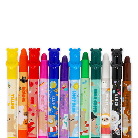 Conjunto 12 Lápis Cera - Teddy Friends