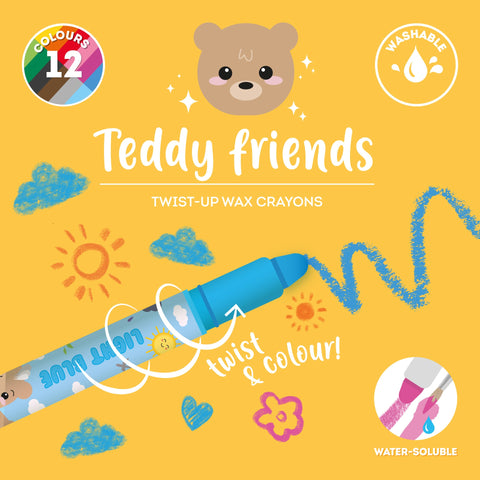 Conjunto 12 Lápis Cera - Teddy Friends