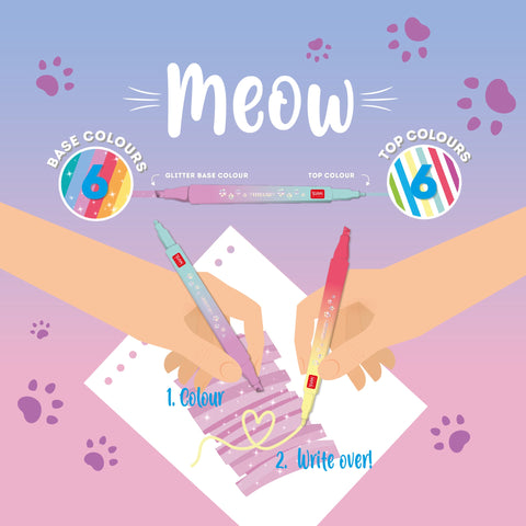 Conjunto 6 Marcadores Dupla Ponta - Meow